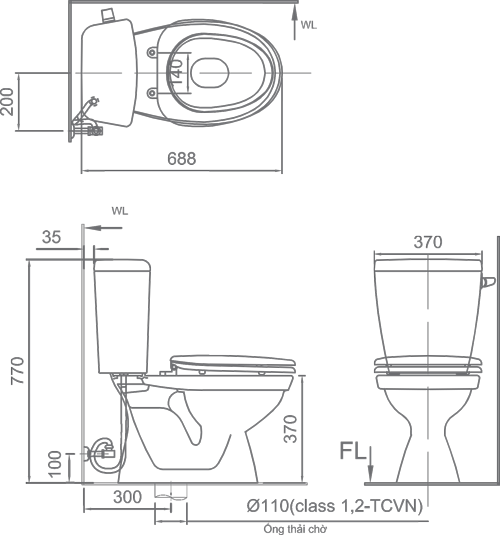 Bồn cầu 2 khối Inax C-117VA