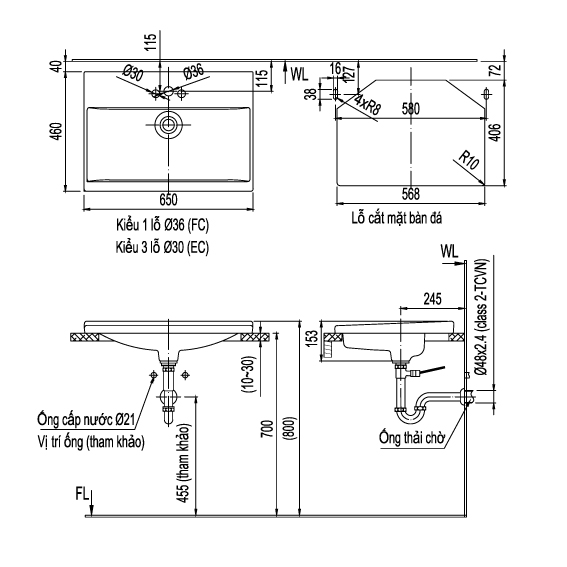 Chậu dương bàn INAX L-2397V-homextra
