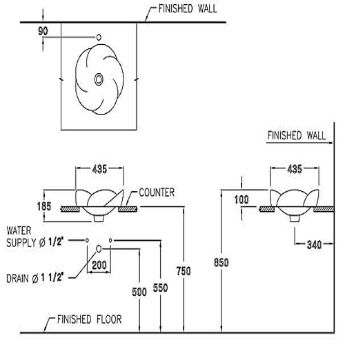 Chậu rửa mặt đặt trên bàn COTTO C0001-Fluer