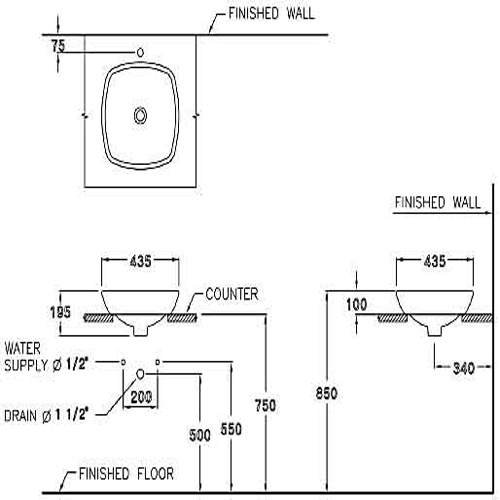 Chậu rửa mặt đặt trên bàn Cotto C0003-Tess