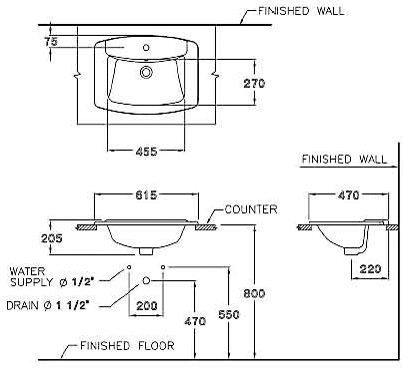 Chậu rửa mặt đặt bàn COTTO C0110