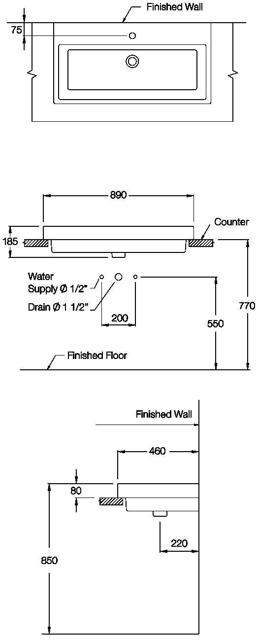 Chậu rửa mặt đặt trên bàn Cotto C0900-Quado