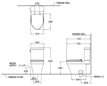 Bồn cầu 02 khối C12607-Opera
