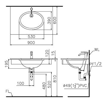 Lavabô Âm Bàn CAESAR L5113