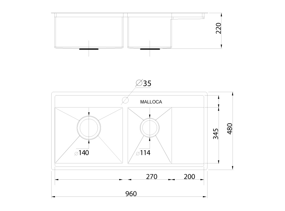 Chậu rửa chén MALLOCA MS 6305-homextra.vn