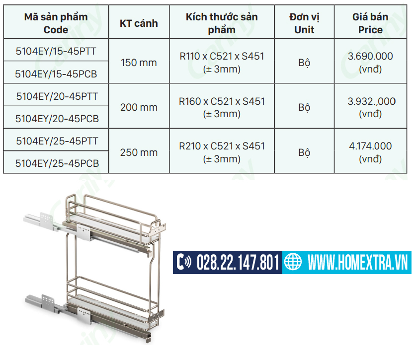 Giá để gia vị 2 tầng tủ dưới