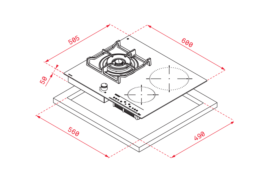 Bếp kết hợp giữa bếp ga và bếp từ IG 620 1G AI AL DR CI