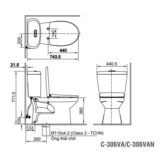 Bồn cầu Inax C-306VAN