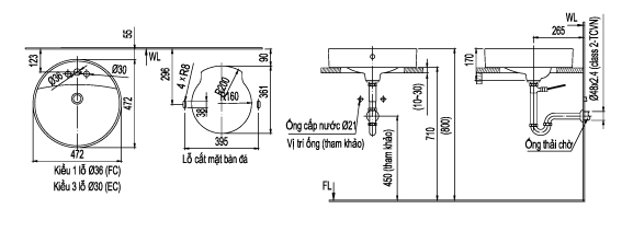 Chậu rửa mặt đặt bàn Inax L-294V-homextra.vn