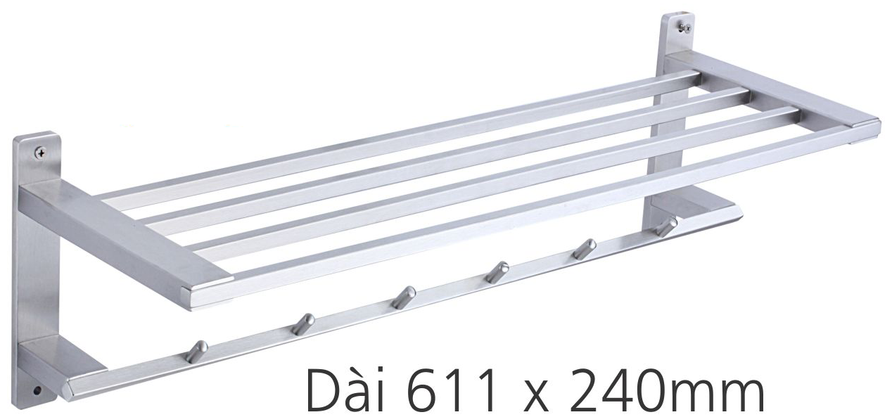 Máng khăn 2 tầng bằng inox có móc Prolax PRMK-8202A - homextra