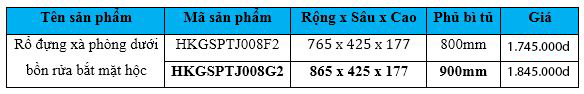 Rổ đựng xà phòng dưới bồn rửa bắt mặt hộc