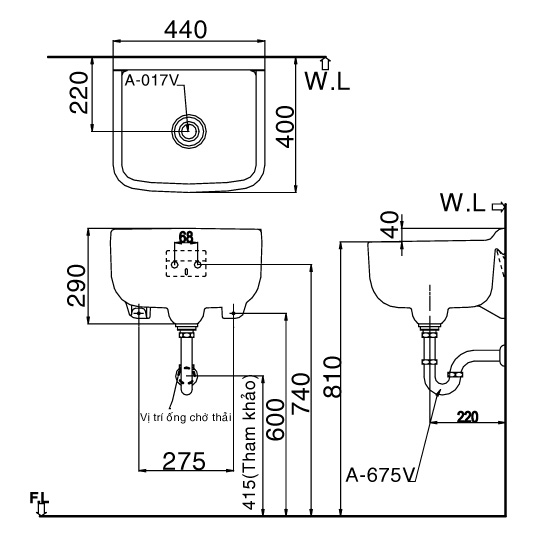 Chậu lavabo treo tường Inax S-17V-homextra.vn