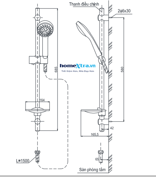 Thanh trượt sen tắm TOTO TTSR106SMF