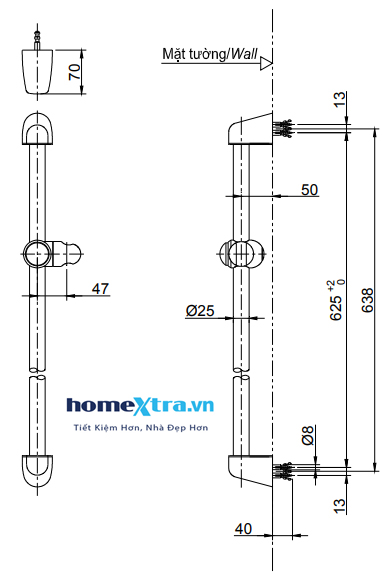 Thanh trượt sen tắm TOTO TX721AN