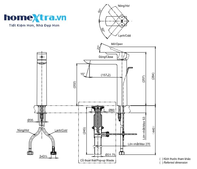 Vòi chậu lavabo TLG02307V TOTO nóng lạnh-homextra