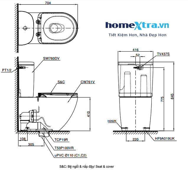 Bồn cầu TOTO CS761DT5