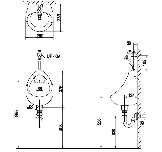 homextra.vn - Bồn tiểu nam treo tường Inax U-116V