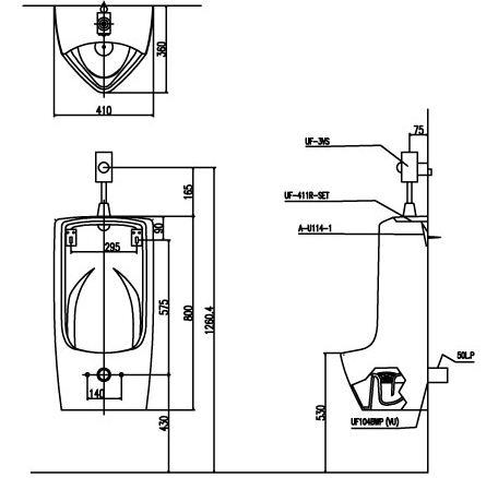 homextra.vn - Bồn tiểu nam treo tường Inax U-411V