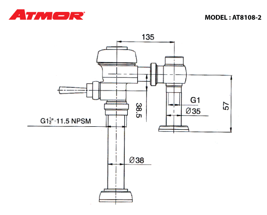 Van xả gạt bồn tiểu nam AT8108-2