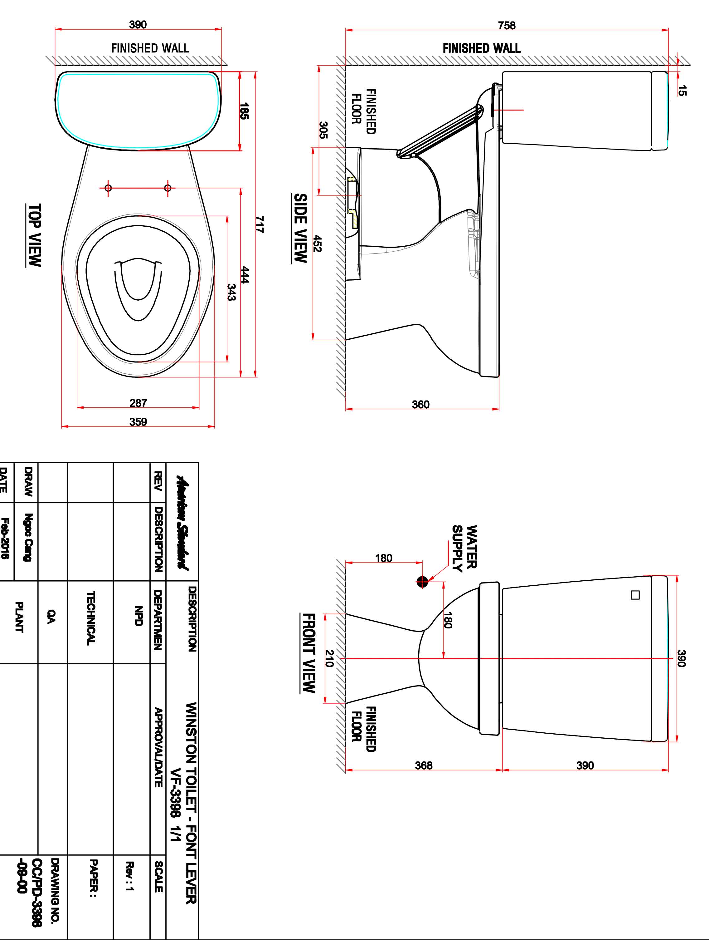 homextra - Bồn cầu 2 khối American Standard Winplus VF-2398