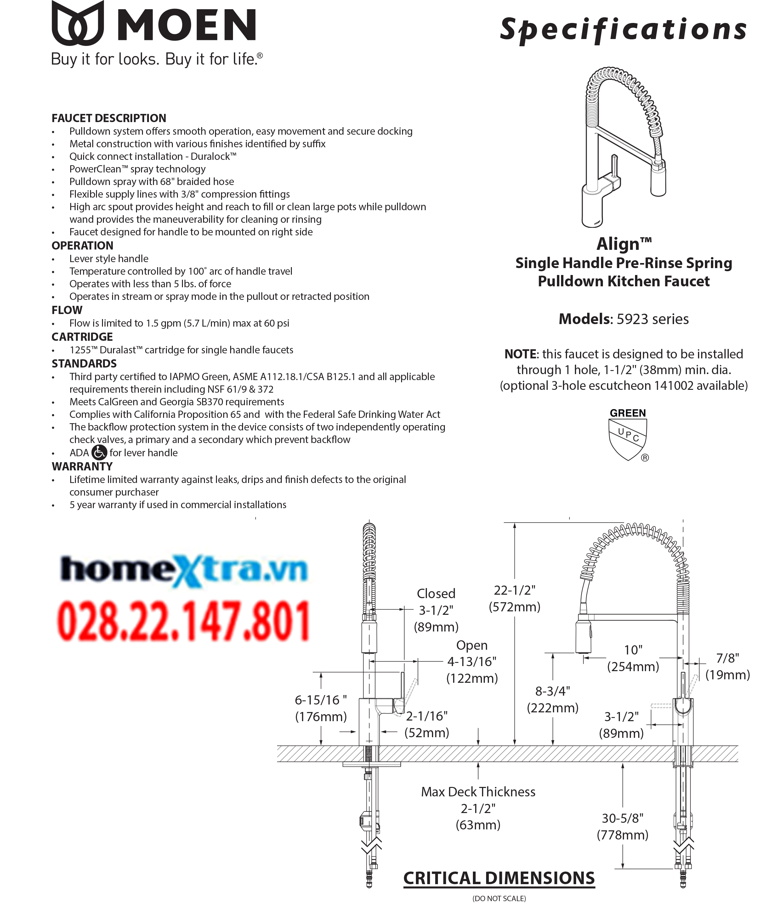 Vòi rửa chén Moen 5923
