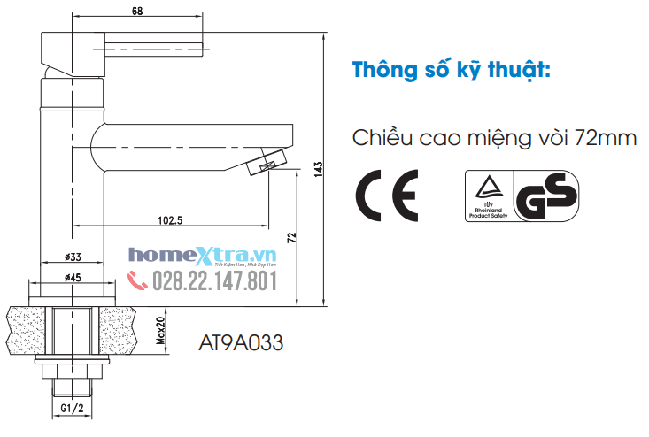 Vòi lavabo Atmor AT9A033