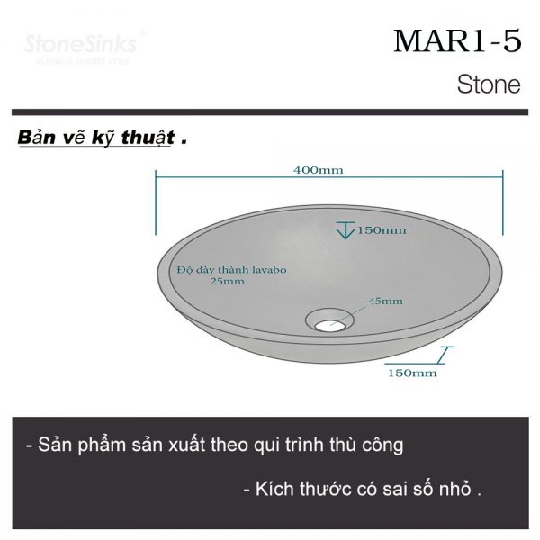 Lavabo đá tự nhiên MAR1-5