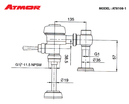 Van xả gạt bồn tiểu nam AT8108-1