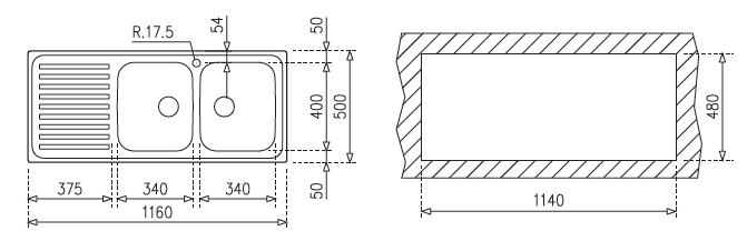 Chậu chén Teka CLASSIC 1160.500 2B.1D