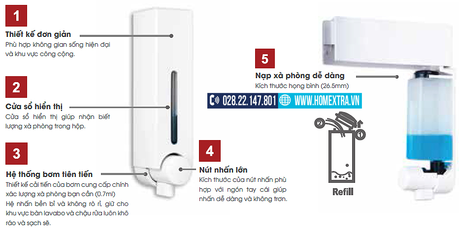 Hộp nhấn xà phòng ATMOR DH-725-2W