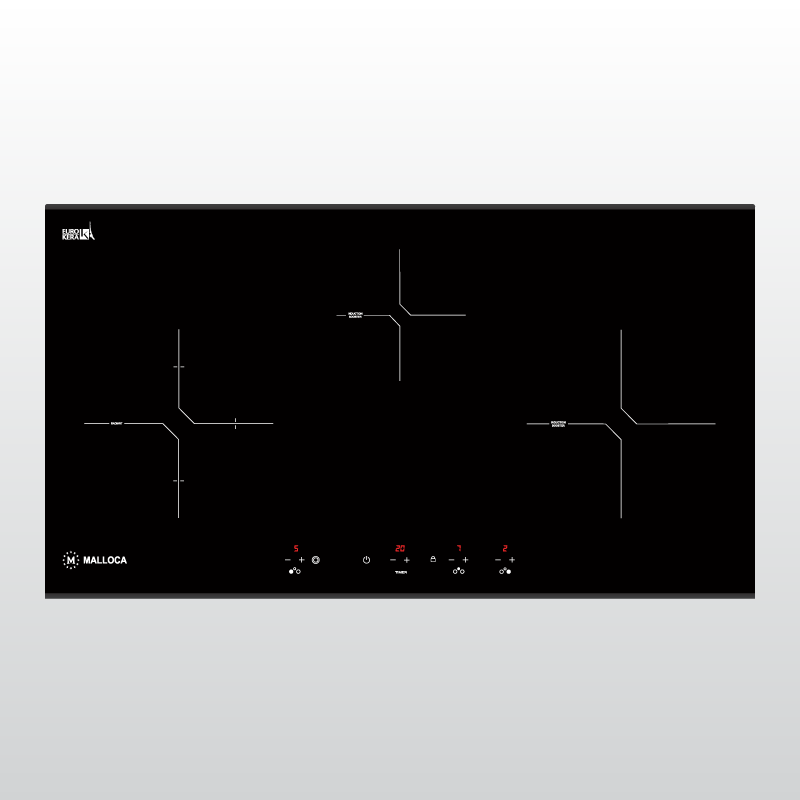 Bếp kính âm 2 từ và 1 điện MALLOCA MH-03IR N