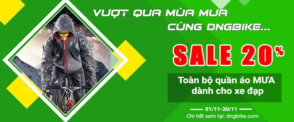 Giảm giá 20% quần áo mưa dành cho xe đạp