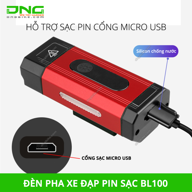 Đèn pha xe đạp pin sạc BL100