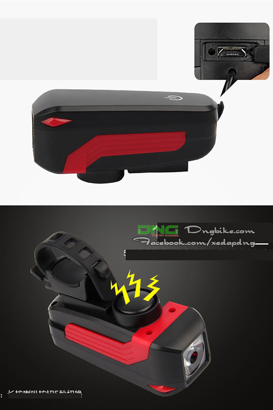 Đèn Pha Xe Đạp Có Còi 7599 Pin Sạc USB