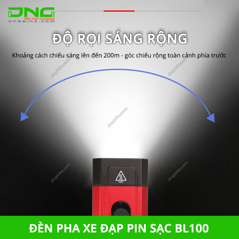 Đèn pha xe đạp pin sạc BL100