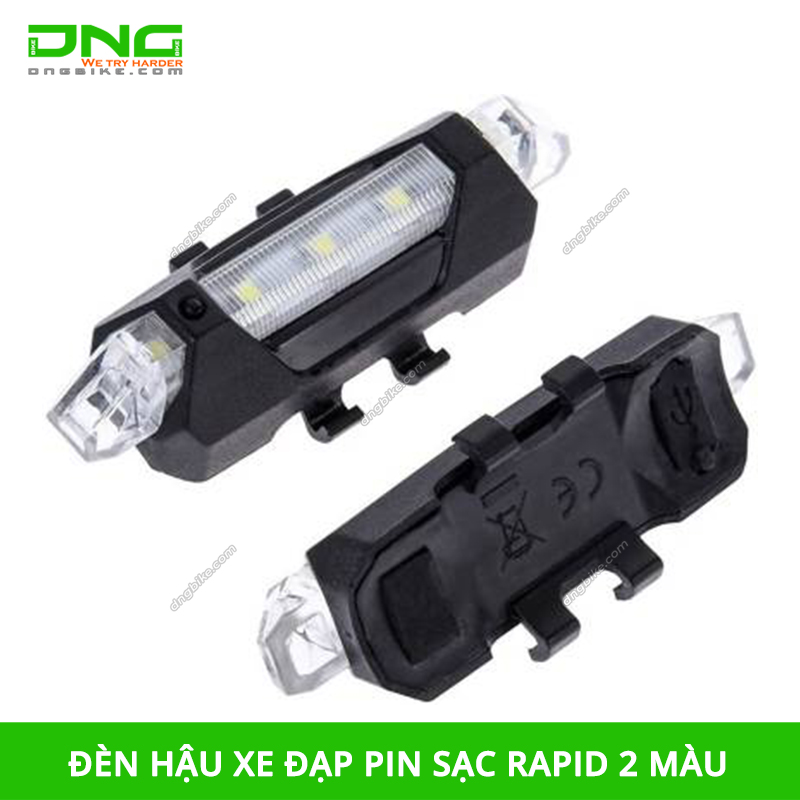 Đèn hậu xe đạp pin sạc RAPID 2 màu