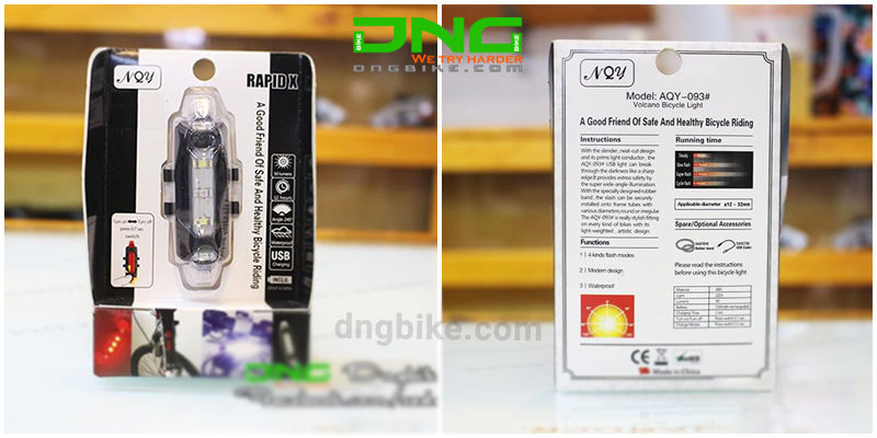 Đèn hậu xe đạp pin sạc RAPID 2 màu
