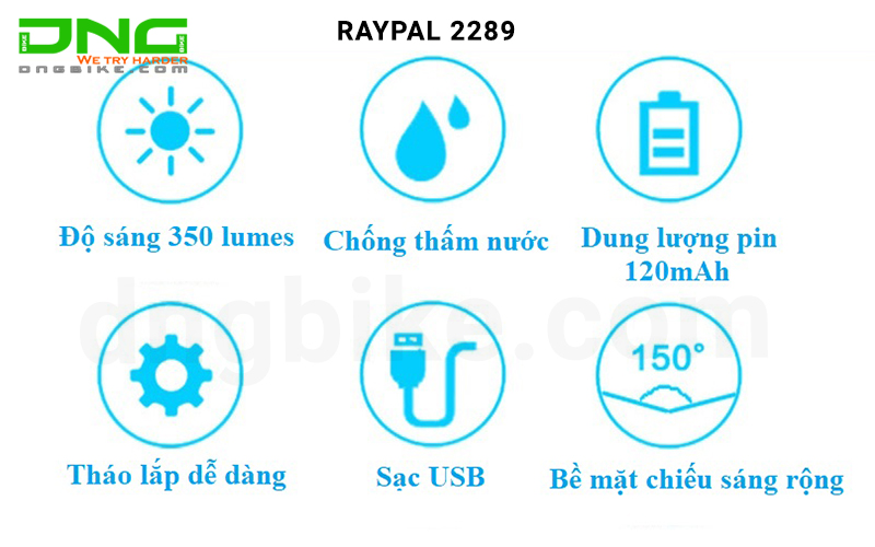 Đèn pha xe đạp pin sạc RAYPAL 2289