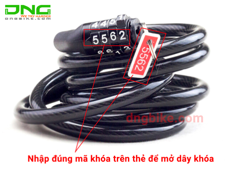 Khóa dây xe đạp 4 Số Bicycle Lock mã khóa cố định