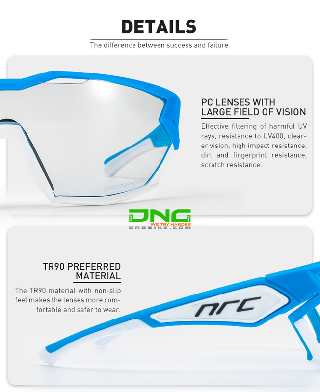 Kính xe đạp thể thao NRC 01 lens trong suốt đổi màu