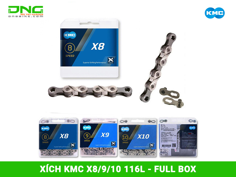 Xích xe đạp KMC X8 116L Fullbox