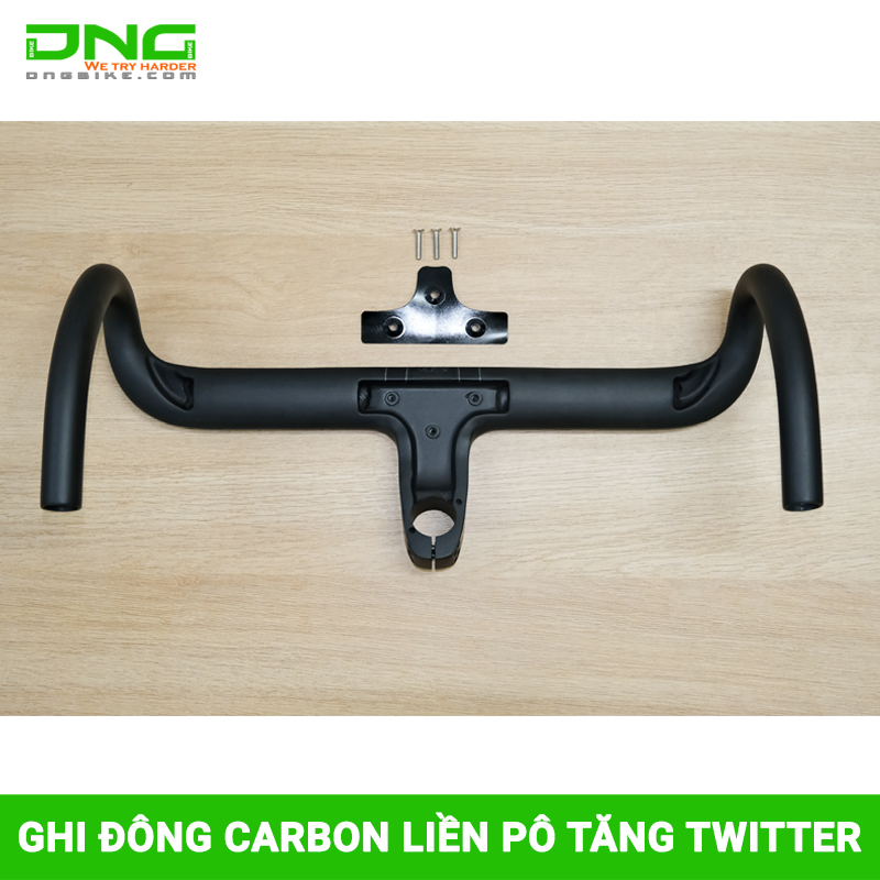 Ghi đông liền pô tăng CARBON TWITTER 420x100mm | DNGBIKE Ghi Đông Liền Pô Tăng Carbon Twitter 420X100Mm | Dngbike