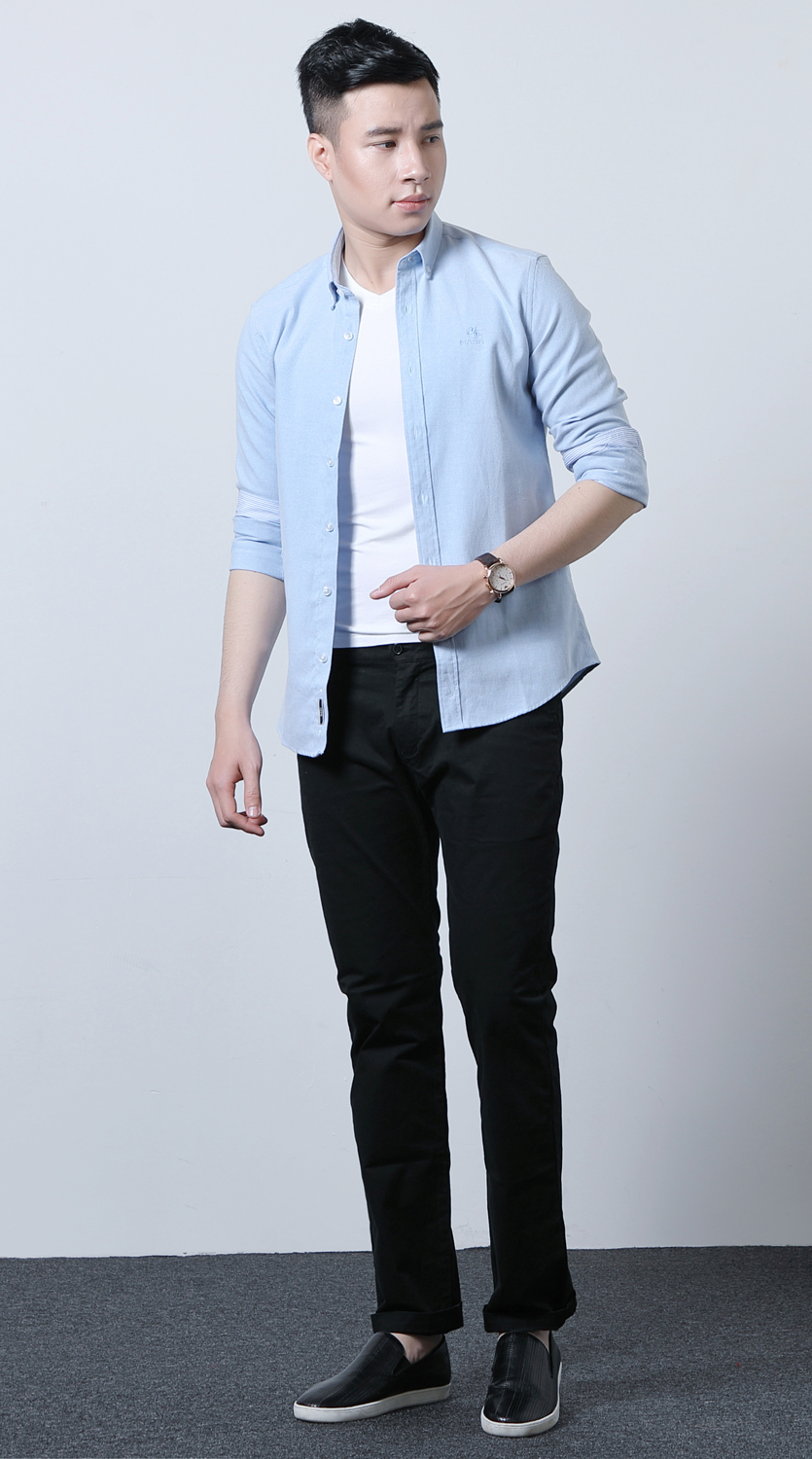 Áo Sơ Mi Nam American Ealge Oxford Colorblock Xanh Trẻ Trung
