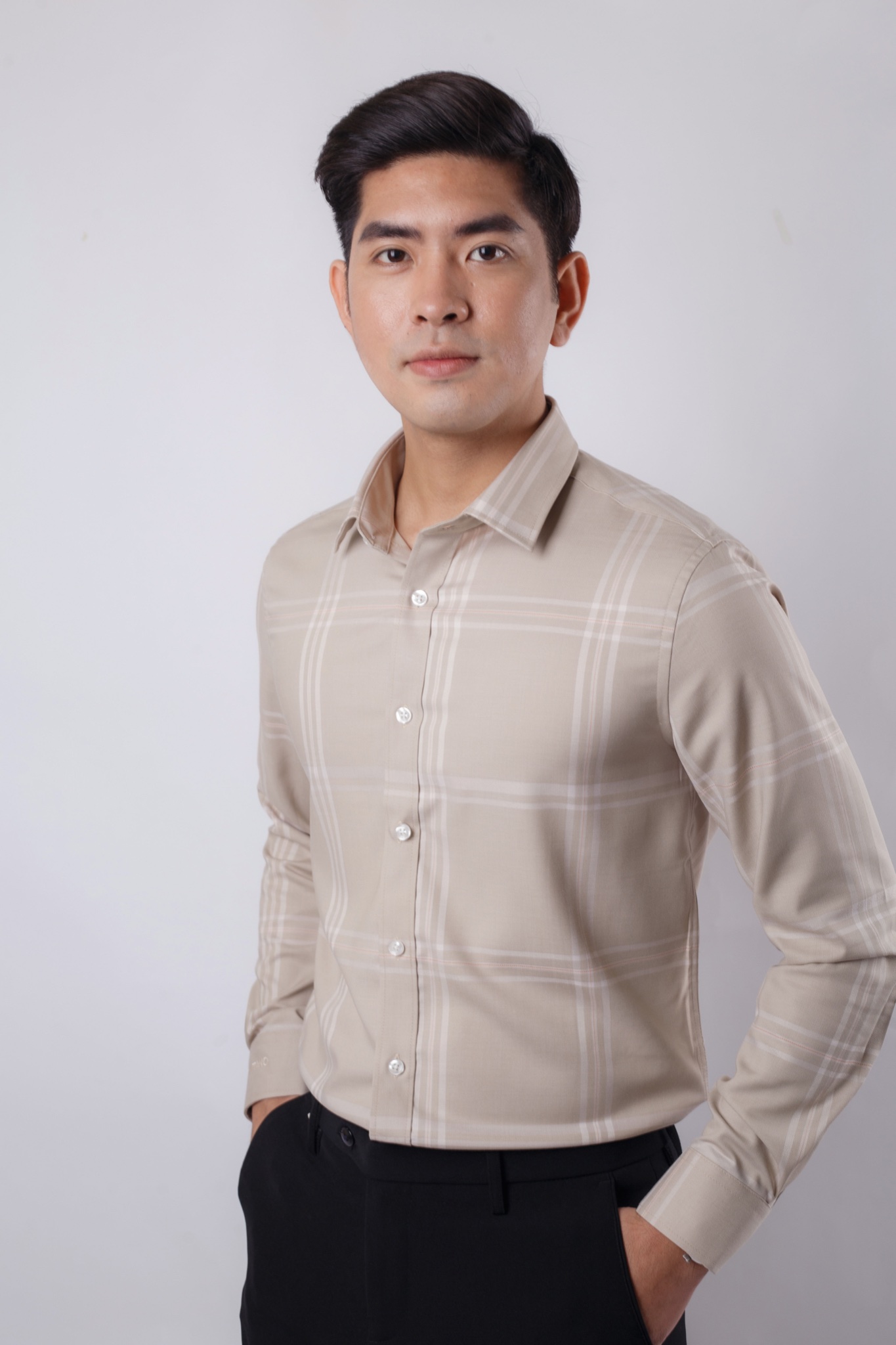 Áo sơ mi Bamboo kẻ gst4388 Brow