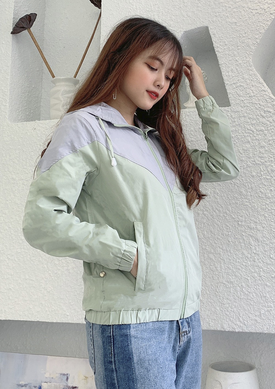 Áo khoác gió nữ có mũ 1871