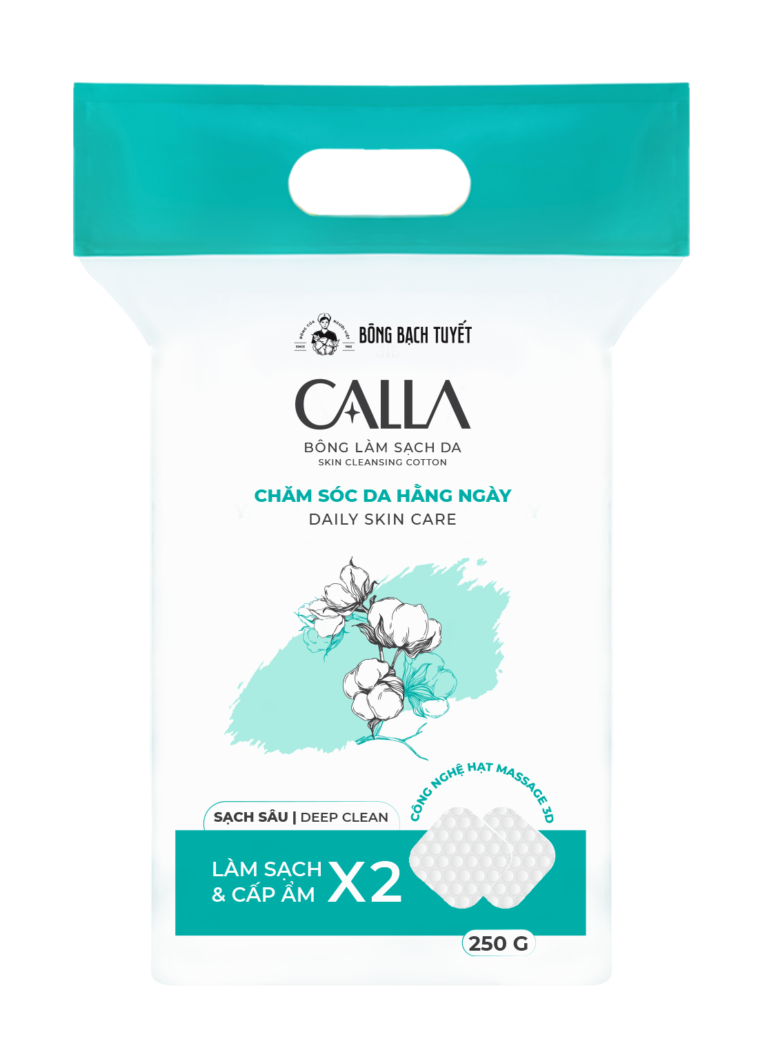 Bông làm sạch da Bông Bạch Tuyết Calla Sạch Sâu 250Gr