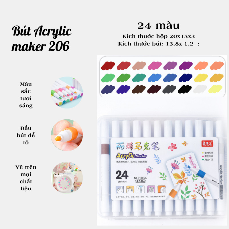 Bộ bút acrylic N206A - 24