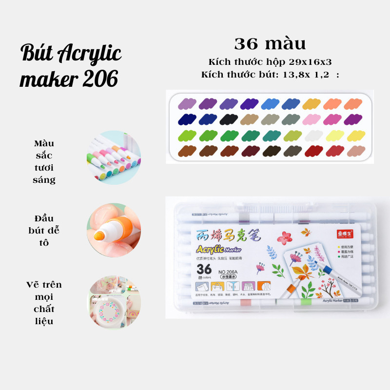 Bộ bút acrylic N206A - 36
