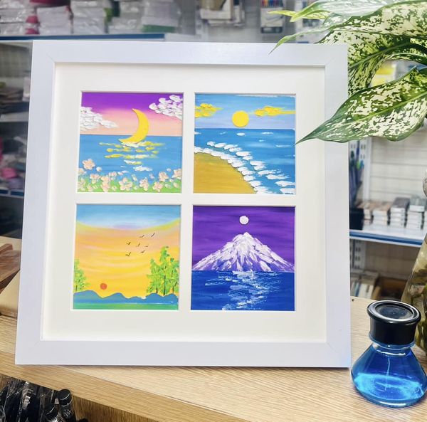 Khung tranh sáp dầu 4 ô