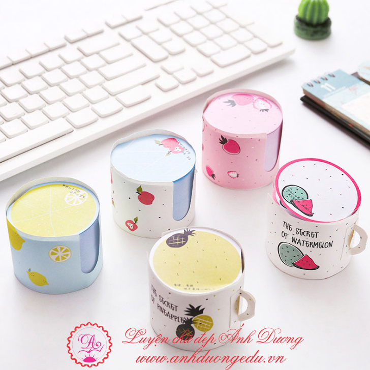 Giấy Note hộp tròn hình cốc uống nước